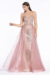 Cinderella Divine CR841 Glitter Dress with Tulle Overskirt - CYC Boutique