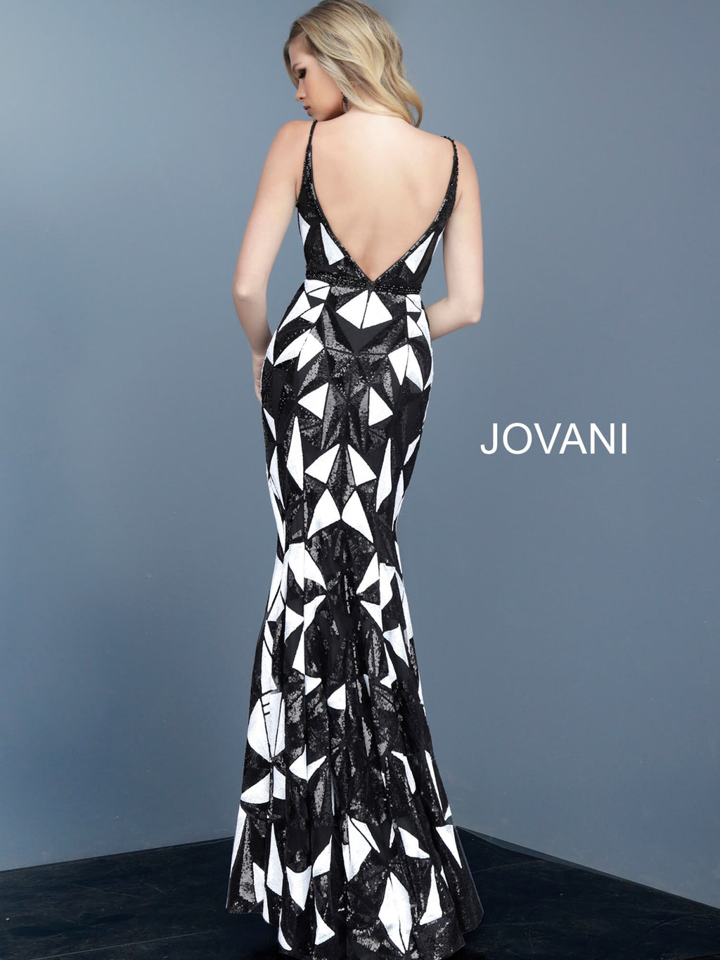 JOVANI 2250 Two Tone Plunging Neckline Evening Dress - CYC Boutique