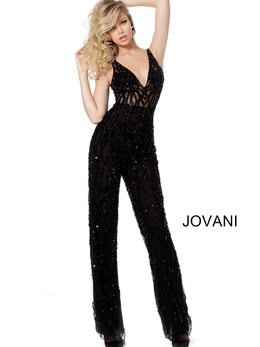 JOVANI 65330 Embellished Jumpsuit, Size 0 - CYC Boutique