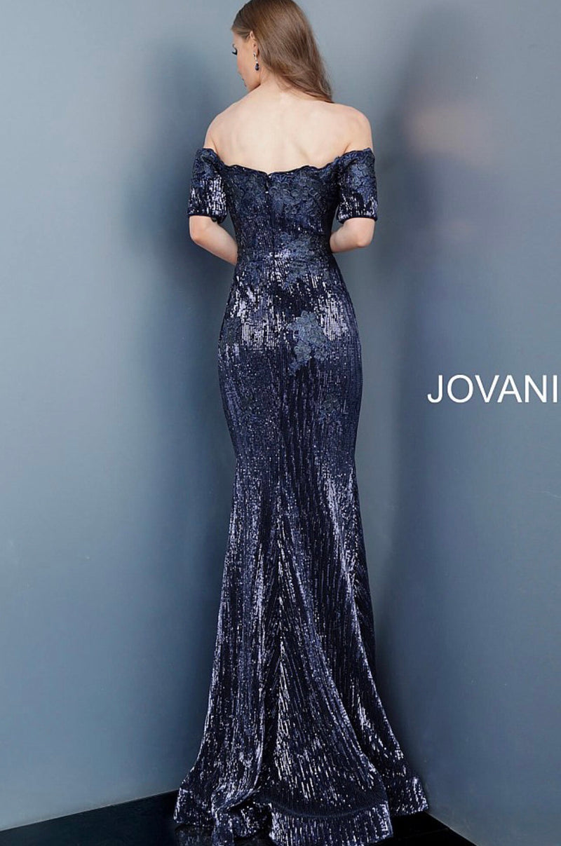JOVANI 67104 Embellished Short Sleeve Evening Gown - CYC Boutique