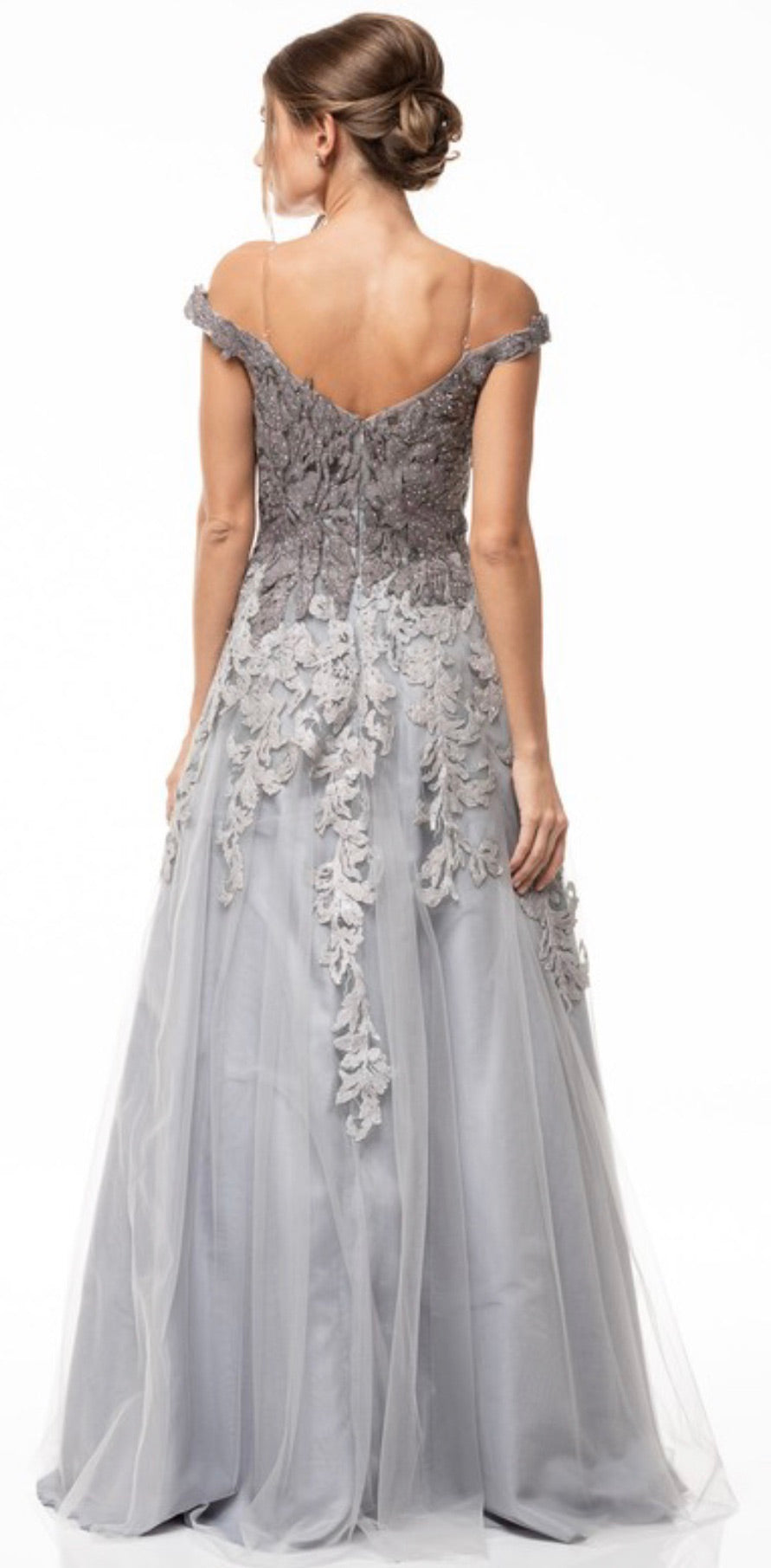 Off Shoulder Embroidered Evening Dress - CYC Boutique