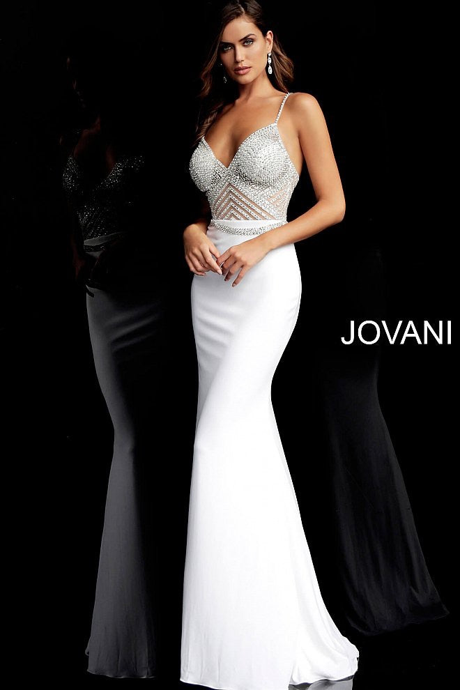 JOVANI 63147 Crystal Beaded Illusion Gown - CYC Boutique