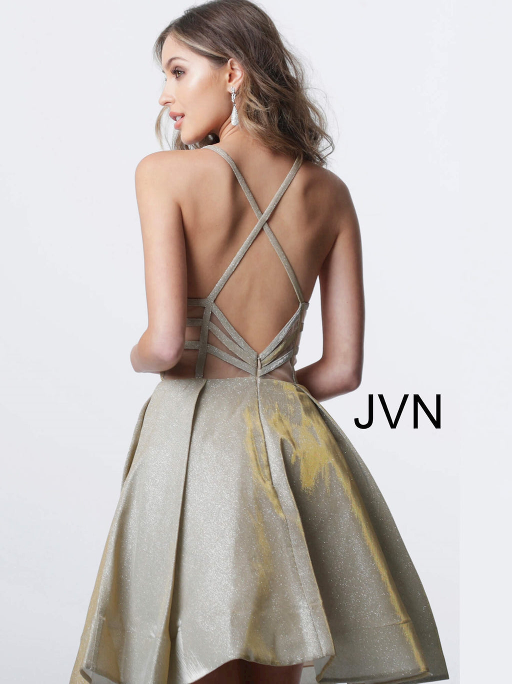 JOVANI JVN65852 Fit and Flare Plunging Neckline Dress - CYC Boutique
