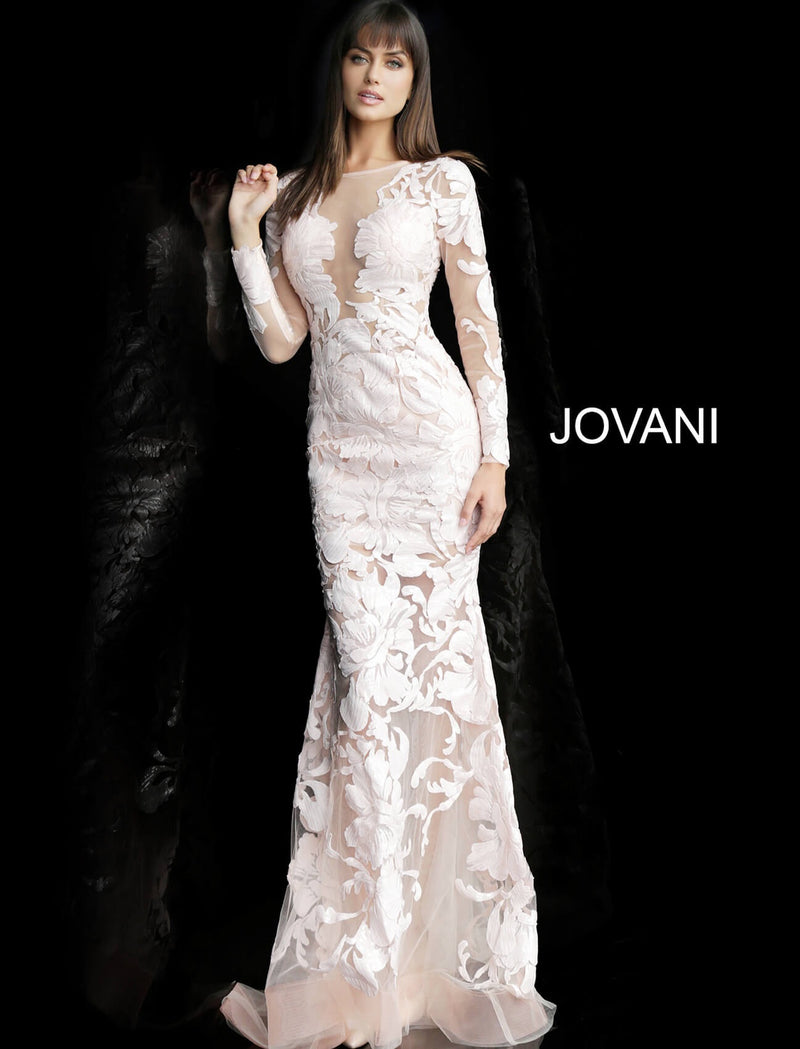 JOVANI 60285 Sequin Embellished Long Sleeve Evening Dress - CYC Boutique