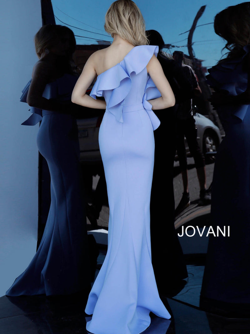 JOVANI 1307 One Shoulder Ruffle Neckline Evening Dress - CYC Boutique