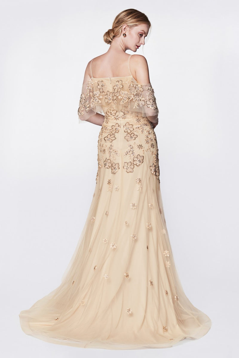 Cinderella Divine CK896 Off Shoulder Lace Evening Dress - CYC Boutique