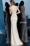 JOVANI 62720 Beaded Form Fitting V Neck Evening Dress - CYC Boutique