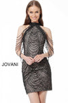 JOVANI 1677 Embellished High Neck Cocktail Dress - CYC Boutique