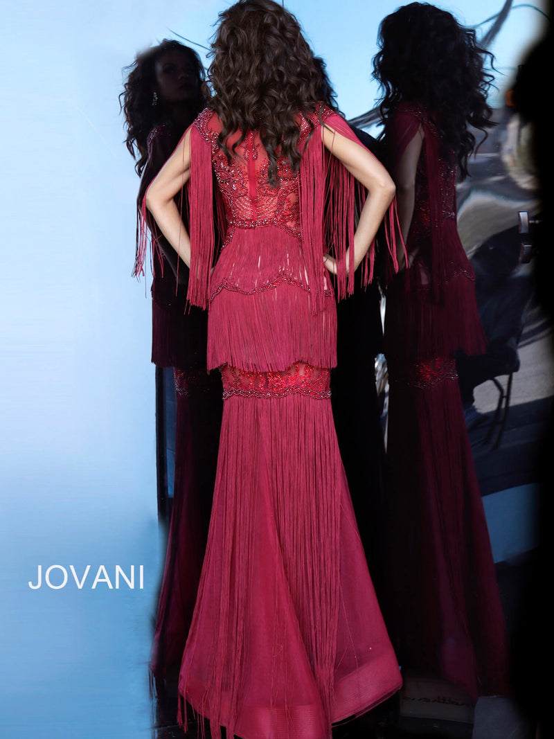 JOVANI 64137 Embellished Fringe Evening Dress - CYC Boutique