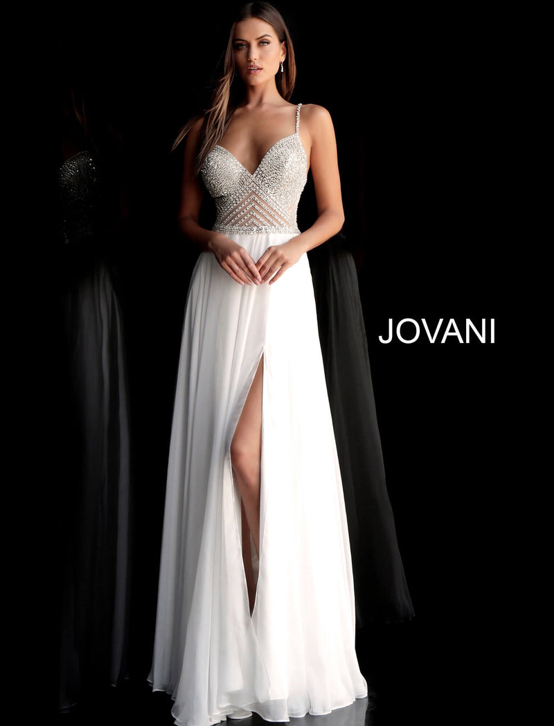 JOVANI 66925 Beaded Bodice Chiffon Evening Dress - CYC Boutique