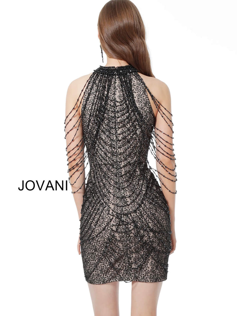 JOVANI 1677 Embellished High Neck Cocktail Dress - CYC Boutique