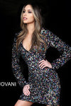 JOVANI 1899 Long Sleeve Sequined Cocktail Dress - CYC Boutique