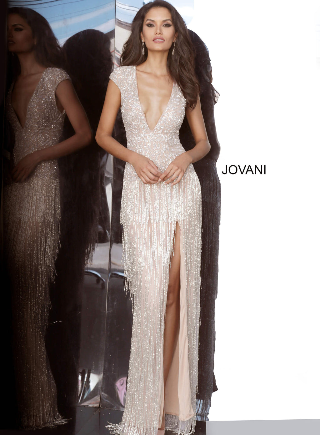 JOVANI 68792 Fringe Skirt Evening Dress