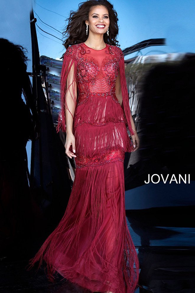 JOVANI 64137 Embellished Fringe Evening Dress - CYC Boutique