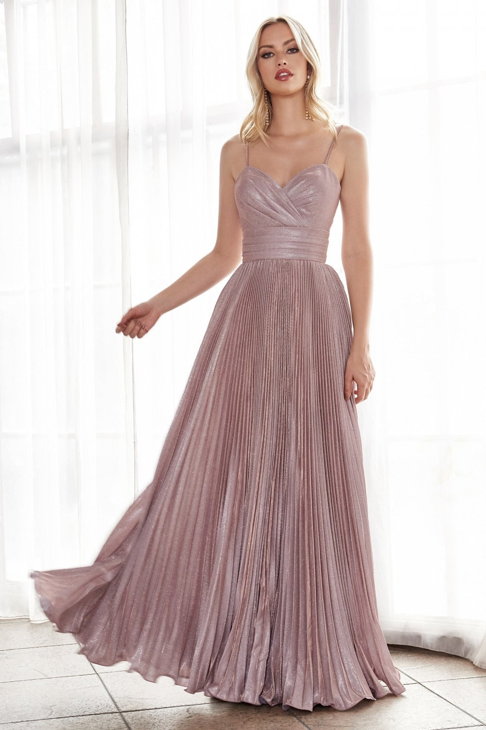 Cinderella Divine CH221 Pleated A-Line Evening Dress