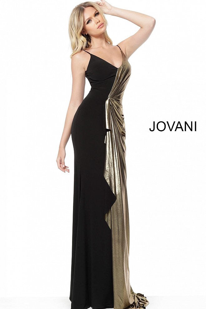 JOVANI 5700 Ruched Spaghetti Straps Evening Dress - CYC Boutique