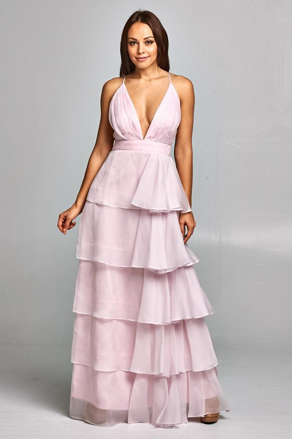 Ruffled Deep V-Neck Dress - CYC Boutique