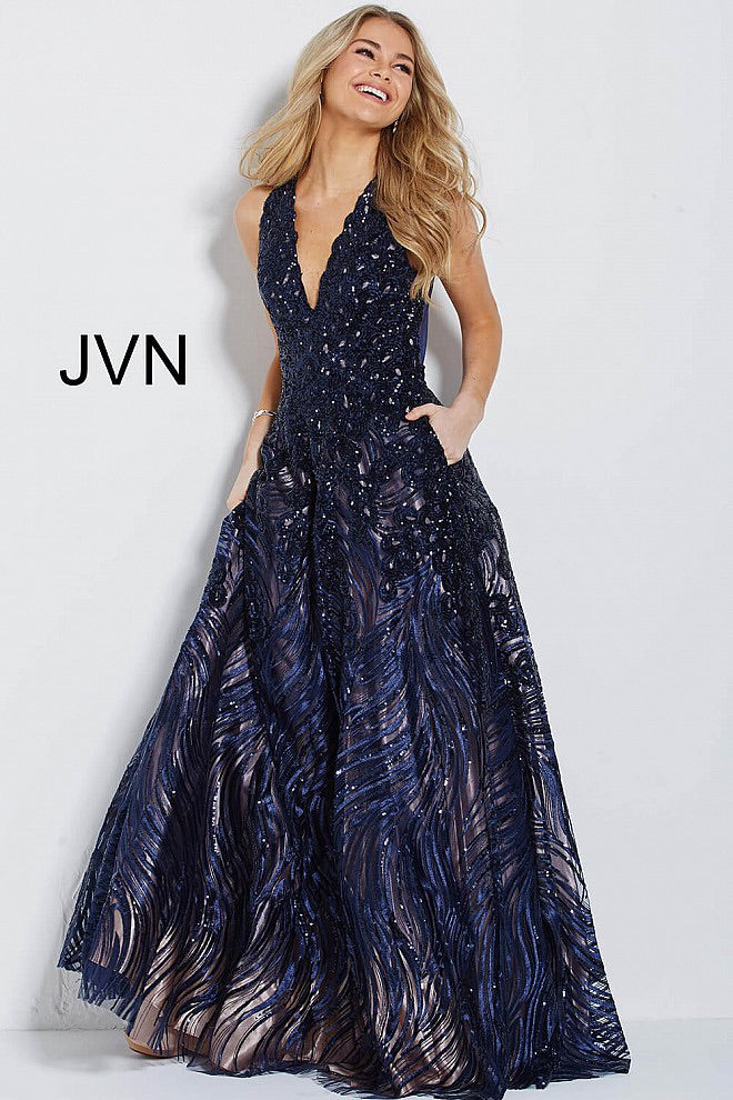 JOVANI JVN60641 Embellished V Neck Ballgown - CYC Boutique