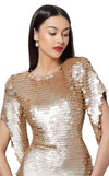 JOVANI 64601 Gold Paillette Cocktail Dress - CYC Boutique