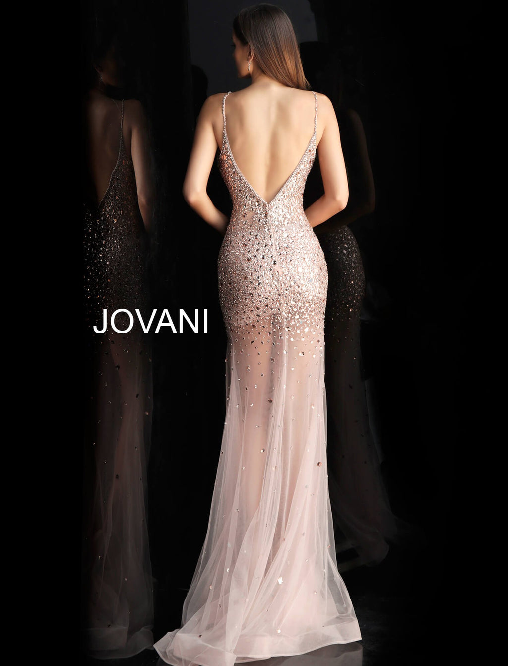 JOVANI 57300 Rhinestone Embellished Illusion Gown - CYC Boutique