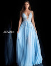 JOVANI 58632 Floral Embroidered Plunging Neckline Dress - CYC Boutique