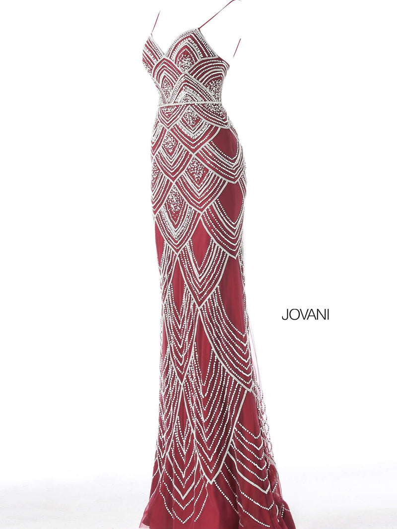 JOVANI 60653 Scallop Motif Beaded Sheath Dress - CYC Boutique