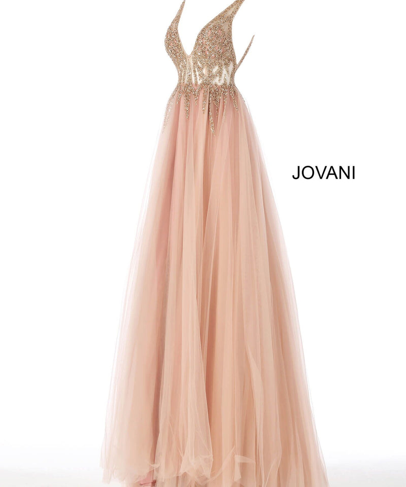 JOVANI 54873 Embellished V-Neck Dress - CYC Boutique