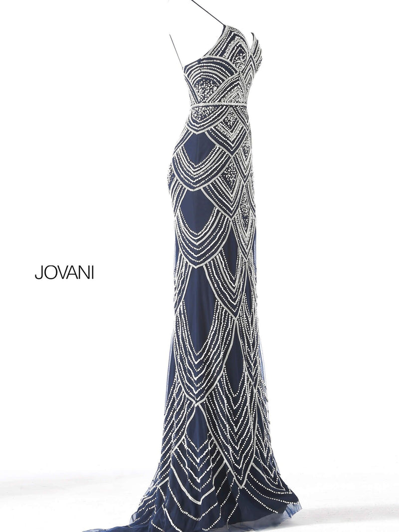 JOVANI 60653 Scallop Motif Beaded Sheath Dress - CYC Boutique