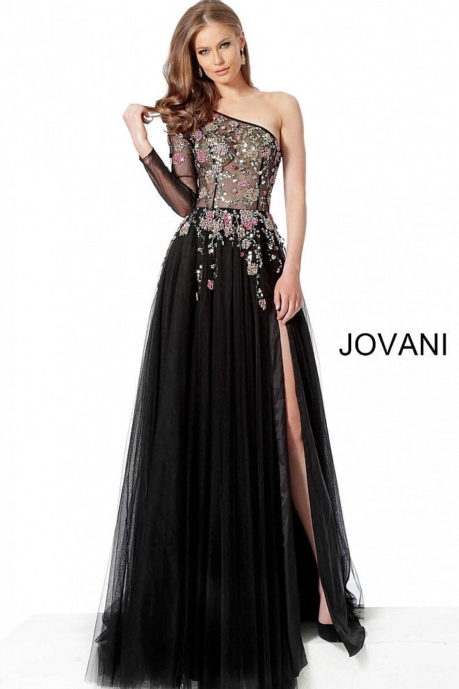 JOVANI 66344 One Shoulder Pageant Gown - CYC Boutique