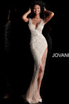 JOVANI 63405 Asymmetrical Beaded Illusion Gown - CYC Boutique
