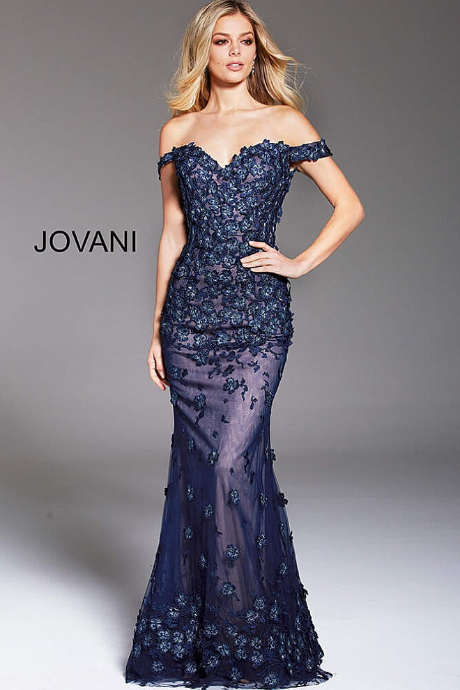 JOVANI 59742 Embellished Off the Shoulder Formal Dress - CYC Boutique