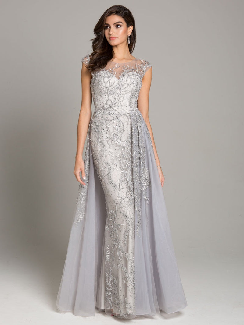 Lara 33621 Cap Sleeve Beaded A-Line Gown - CYC Boutique