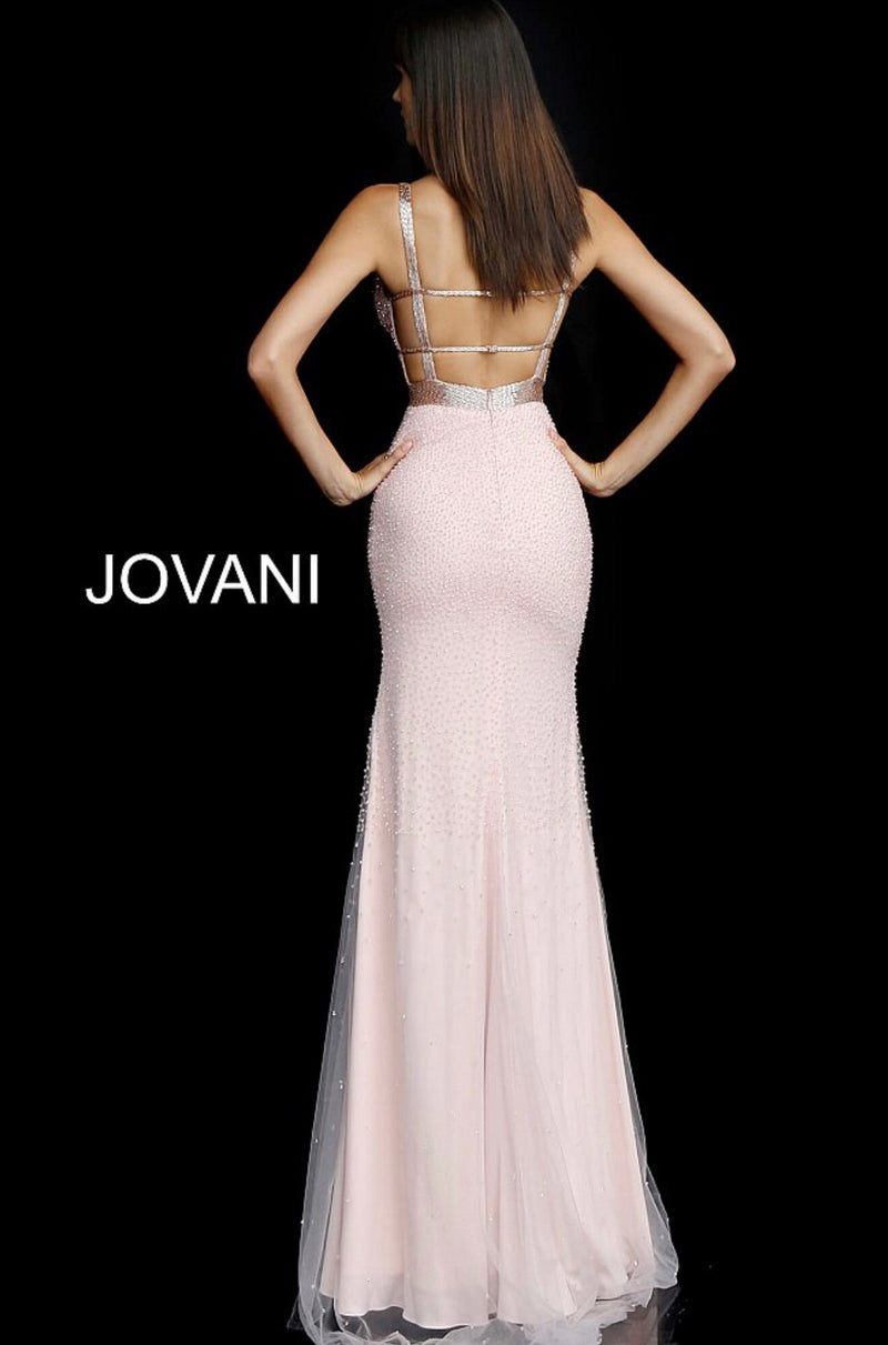 JOVANI 60404 Embellished Deep V-Neck Dress - CYC Boutique