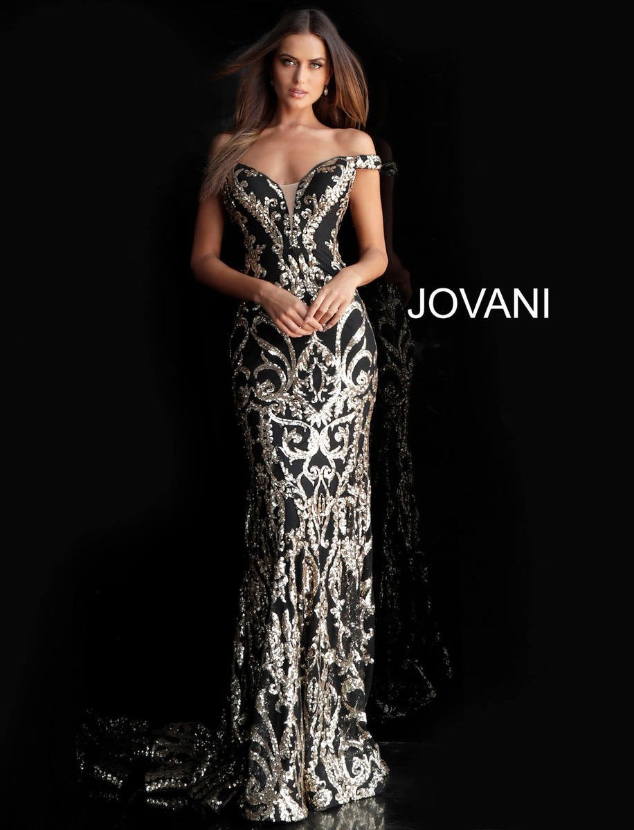 JOVANI 63349 Metallic Sequined Dress - CYC Boutique