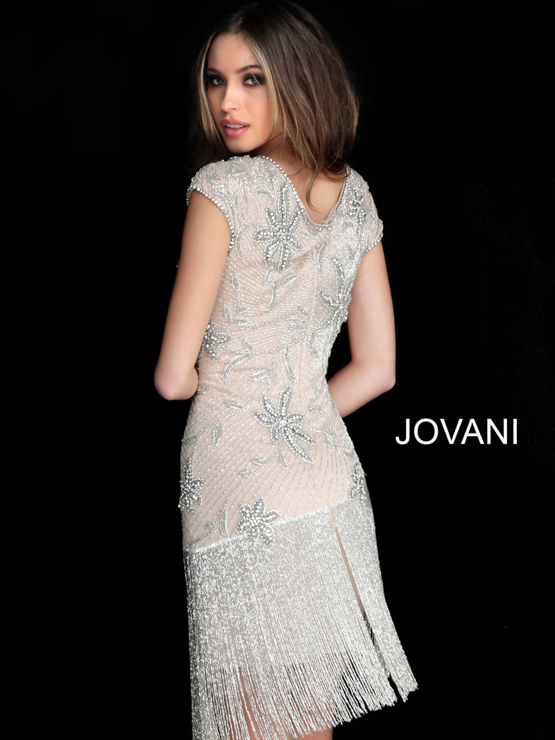 JOVANI 62212 V-Neck Cap Sleeve Cocktail Dress - CYC Boutique