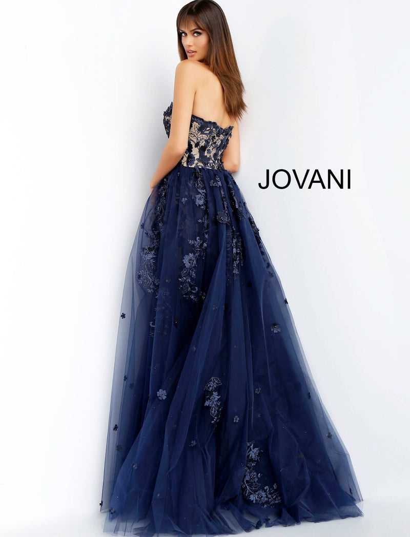 JOVANI 55616 Floral Applique Strapless Formal Dress - CYC Boutique