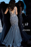 JOVANI 61040 Low V-Neck Beaded Mermaid Evening Dress - CYC Boutique