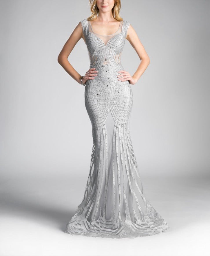Cinderella Divine CE0010 Sleeveless Illusion Mermaid Gown - CYC Boutique