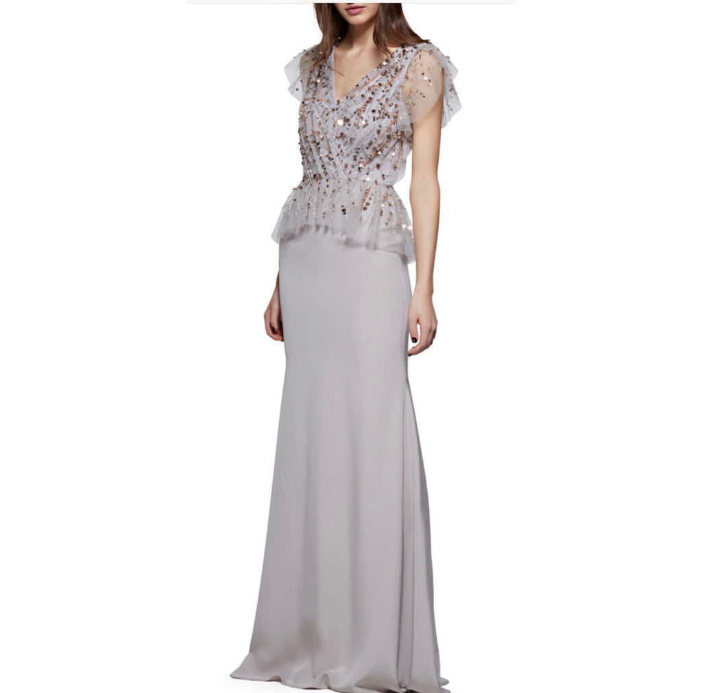 David Meister Crepe V-neck Gown - CYC Boutique