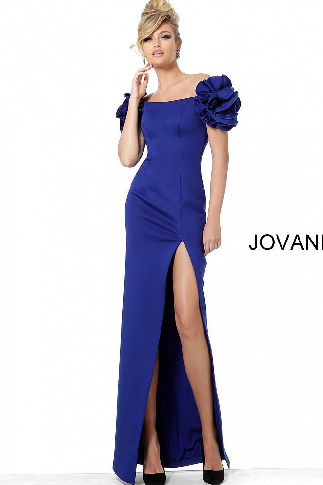 JOVANI 54913 High Slit Ruffle Sleeves Evening Dress - CYC Boutique