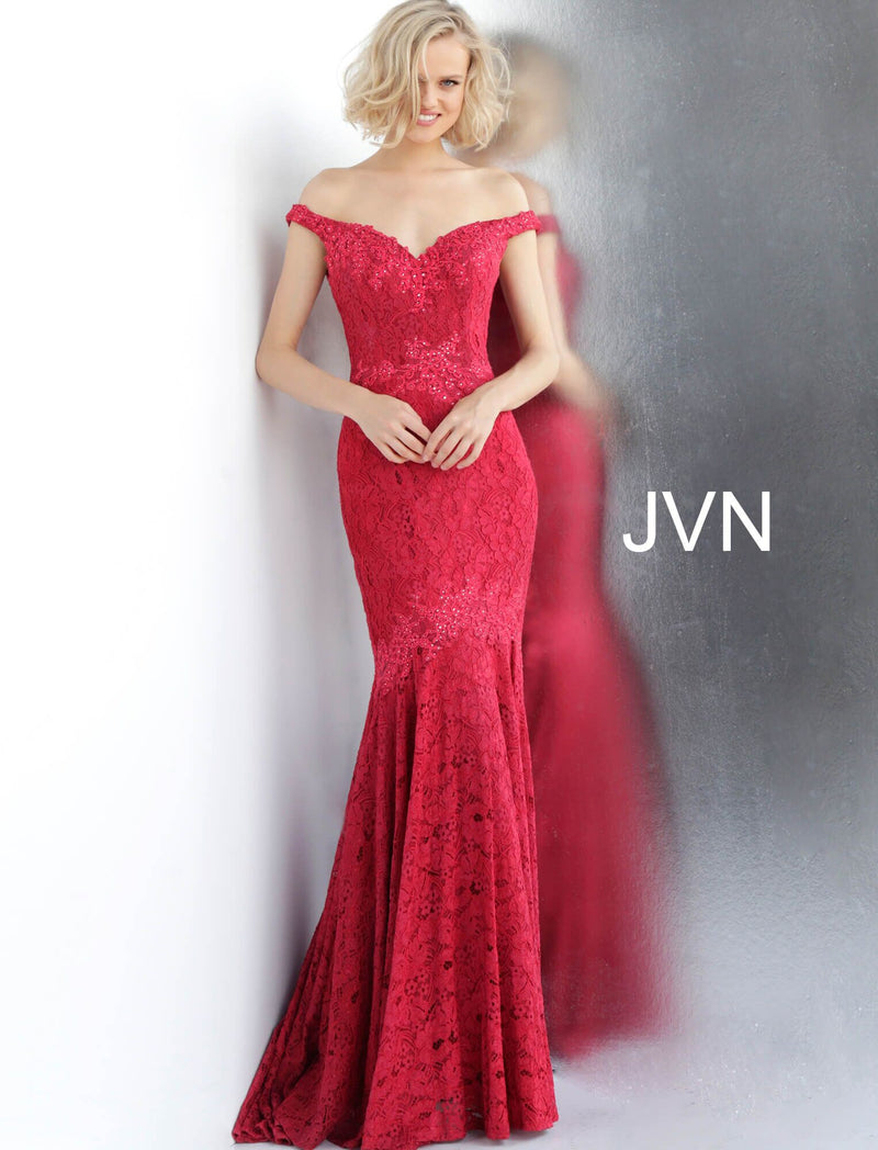 JVN by JOVANI Embellished Off the Shoulder Lace Dress - CYC Boutique