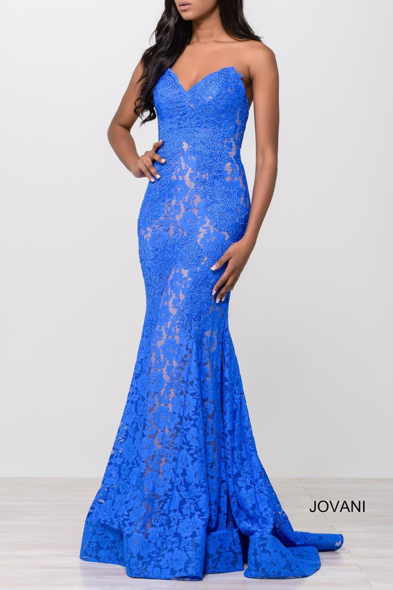 JOVANI 37334 Strapless Lace Gown - CYC Boutique