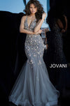 JOVANI 61040 Low V-Neck Beaded Mermaid Evening Dress - CYC Boutique