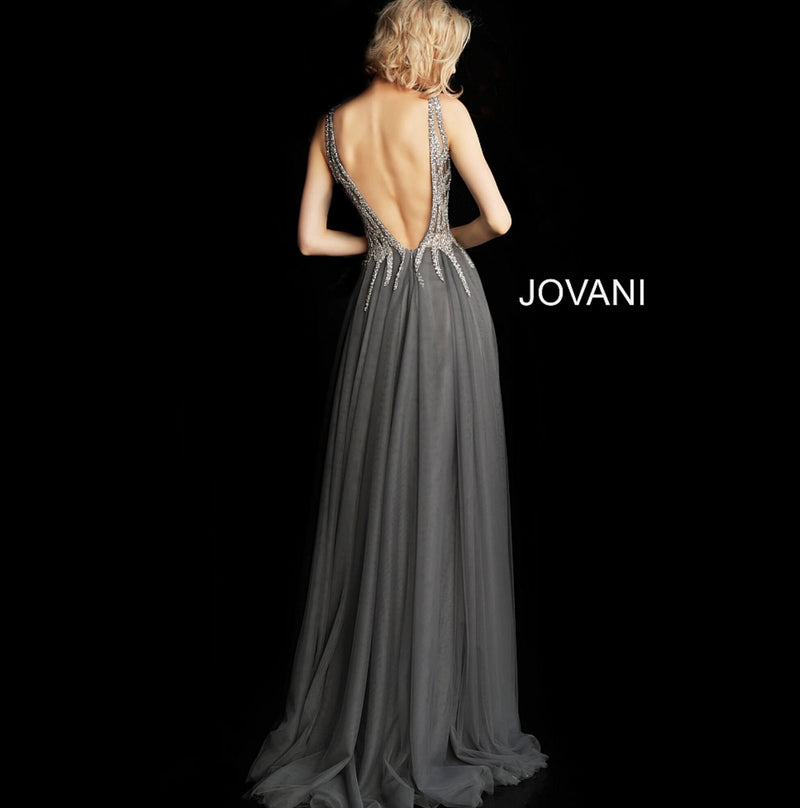JOVANI 54873 Embellished V-Neck Dress - CYC Boutique