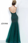 JOVANI 62987 Green Plunging Neckline Beaded Evening Dress - CYC Boutique