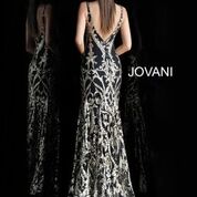 JOVANI 63350 Plunging Neck Fitted Embellished Evening Dress - CYC Boutique